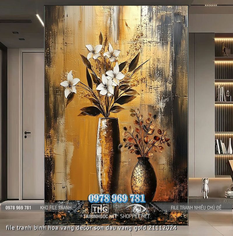 file tranh binh hoa vang decor son dau vang gold 21112024