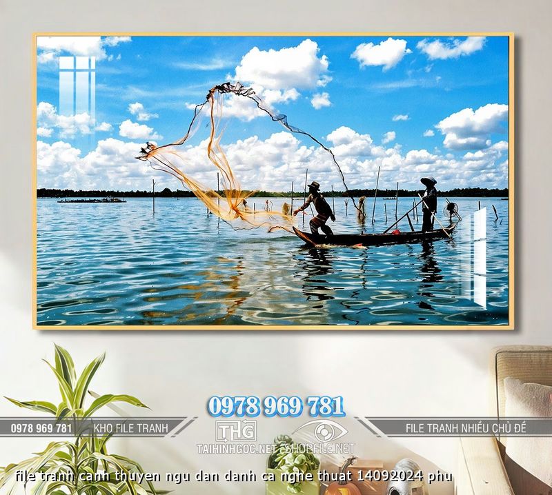 file tranh canh thuyen ngu dan danh ca nghe thuat 14092024 phu