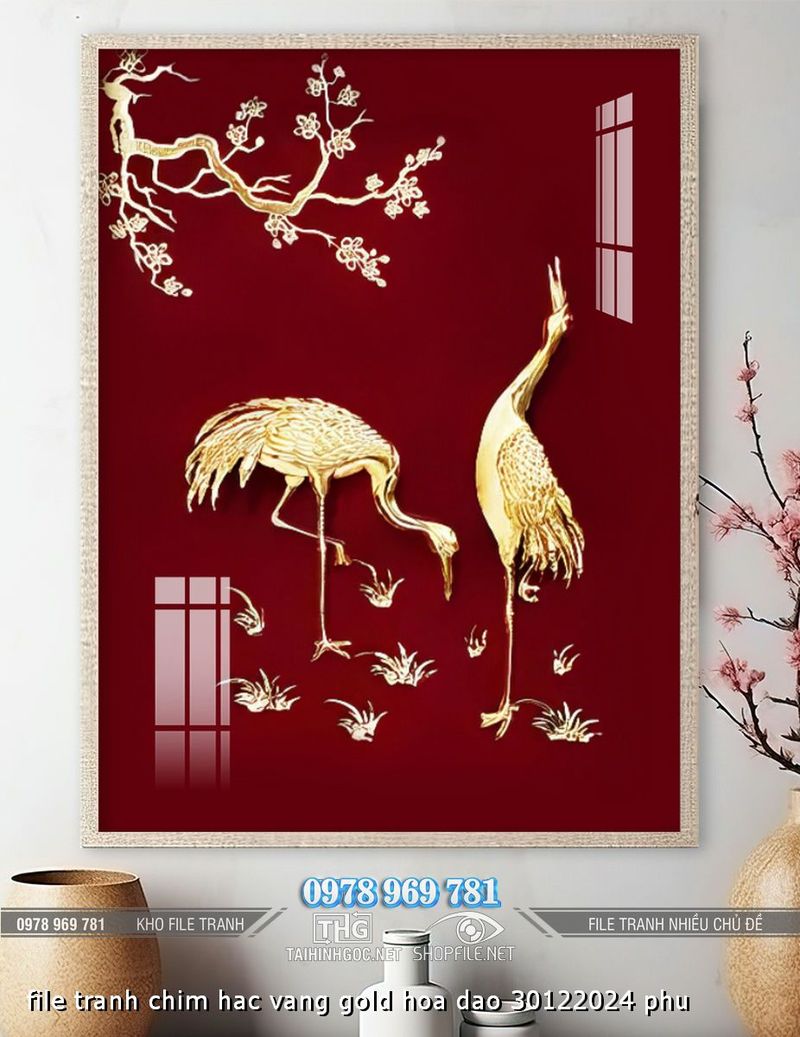 file tranh chim hac vang gold hoa dao 30122024 phu