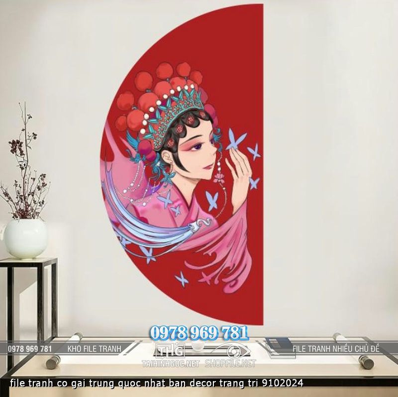 file tranh co gai trung quoc nhat ban decor trang tri 9102024