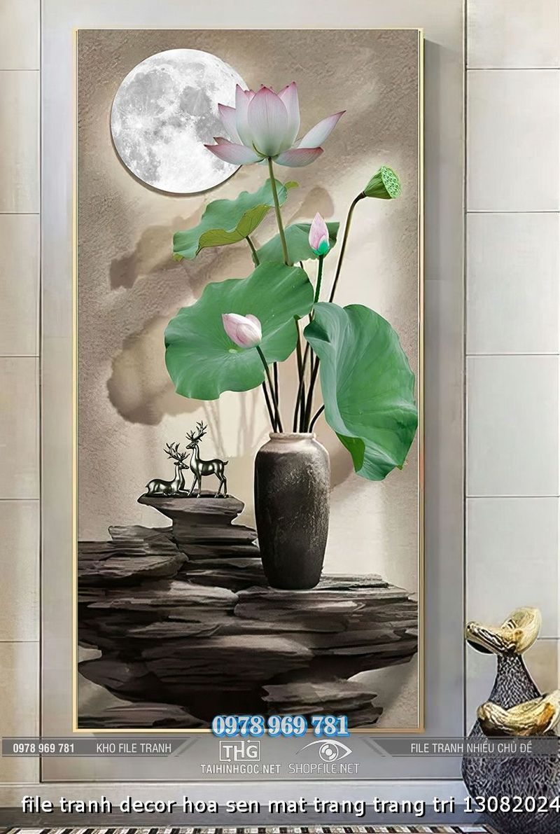 file tranh decor hoa sen mat trang trang tri 13082024 phu