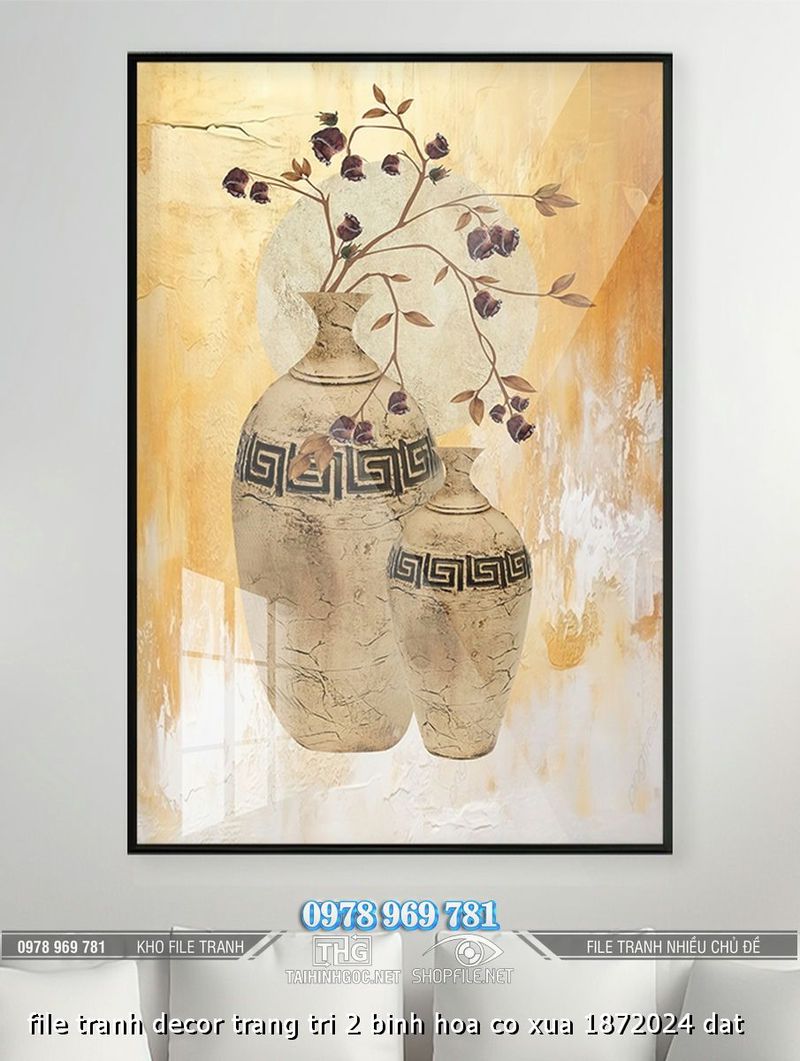 file tranh decor trang tri 2 binh hoa co xua 1872024 dat