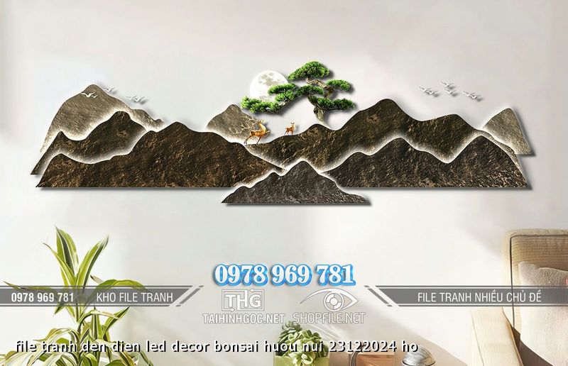 file tranh den dien led decor bonsai huou nui 23122024 ho