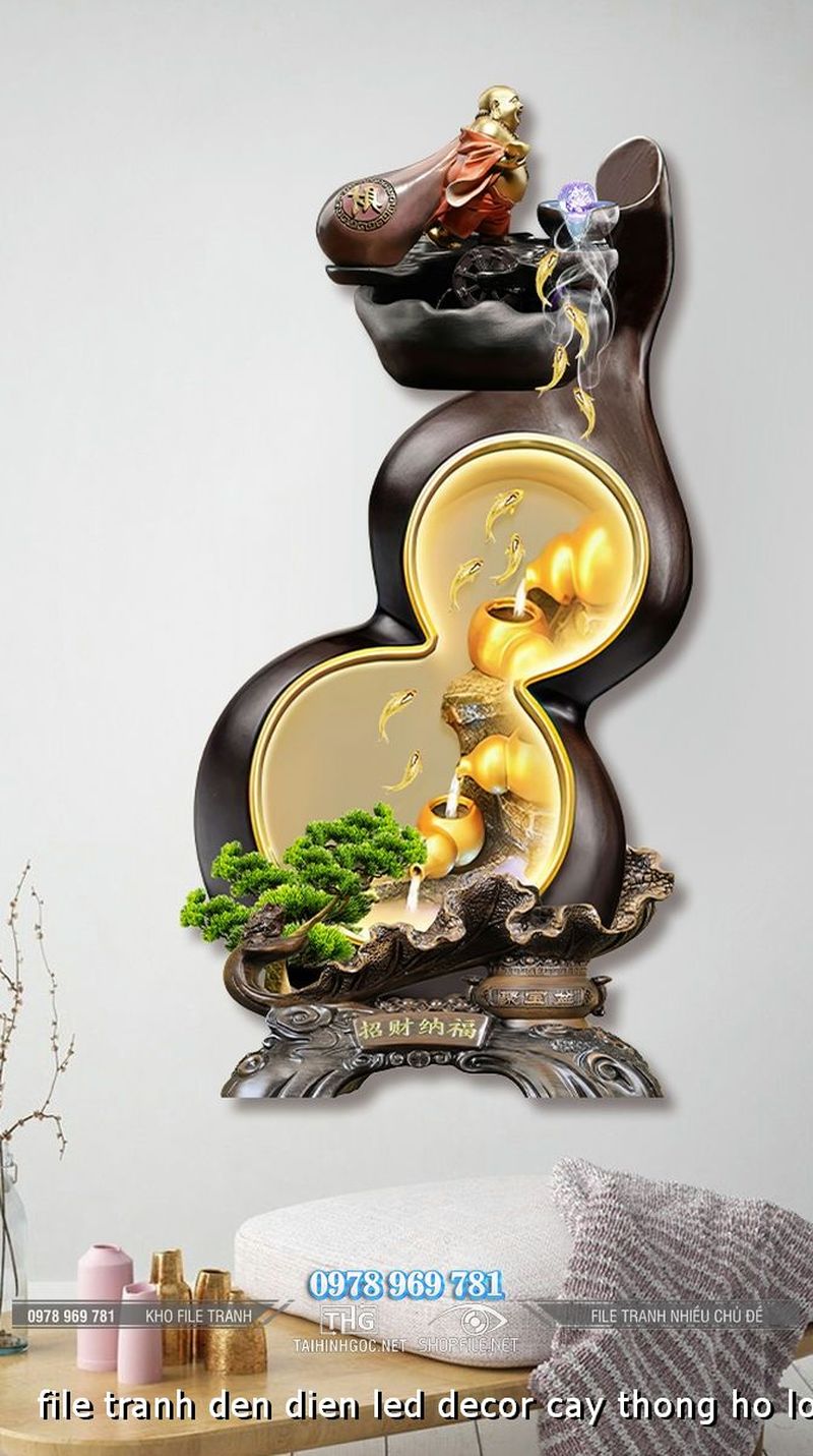 file tranh den dien led decor cay thong ho lo bonsai 101220204 phu