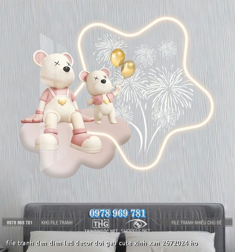 file tranh den dien led decor doi gau cute xinh xan 2672024 ho