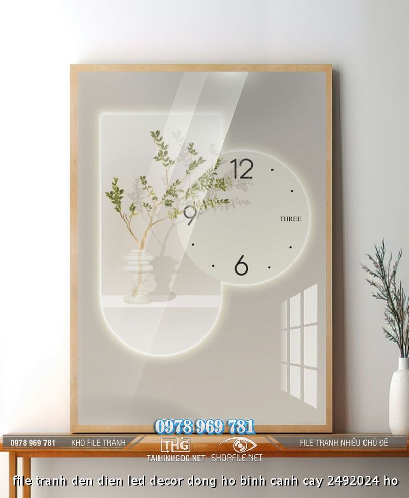 file tranh den dien led decor dong ho binh canh cay 2492024 ho