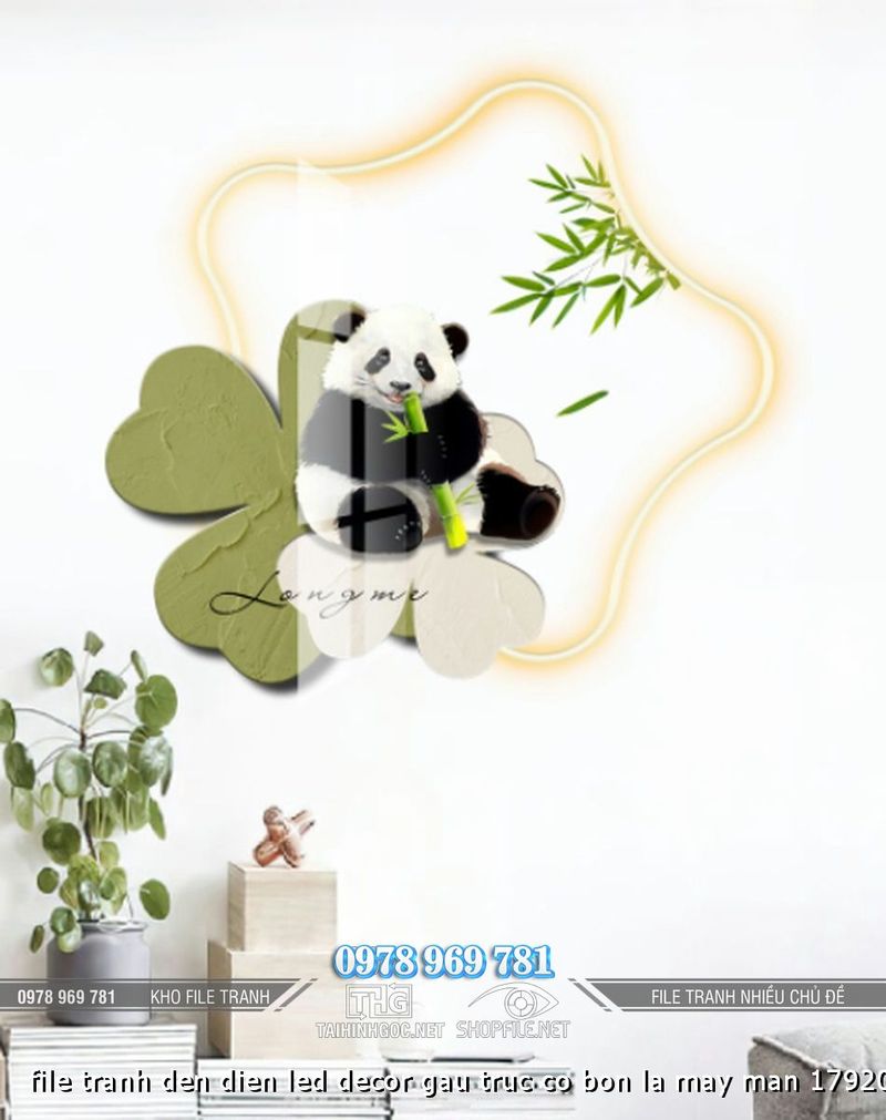 file tranh den dien led decor gau truc co bon la may man 1792024 ho