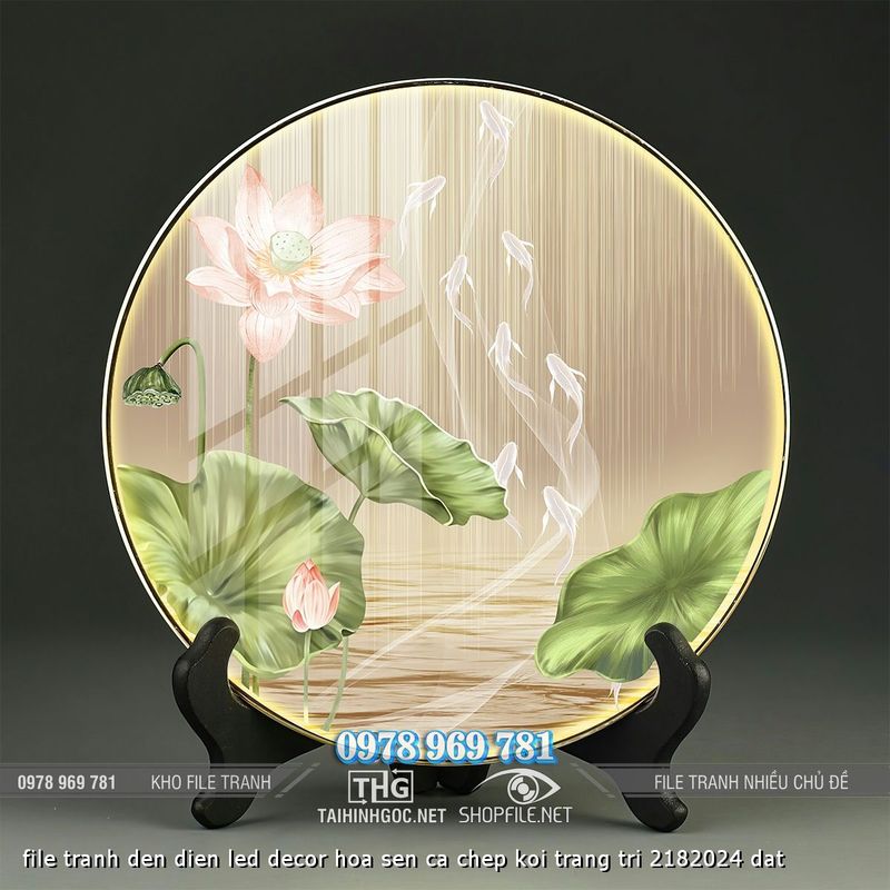 file tranh den dien led decor hoa sen ca chep koi trang tri 2182024 dat