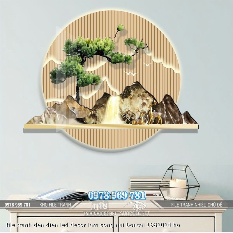 file tranh den dien led decor lam song nui bonsai 1982024 ho