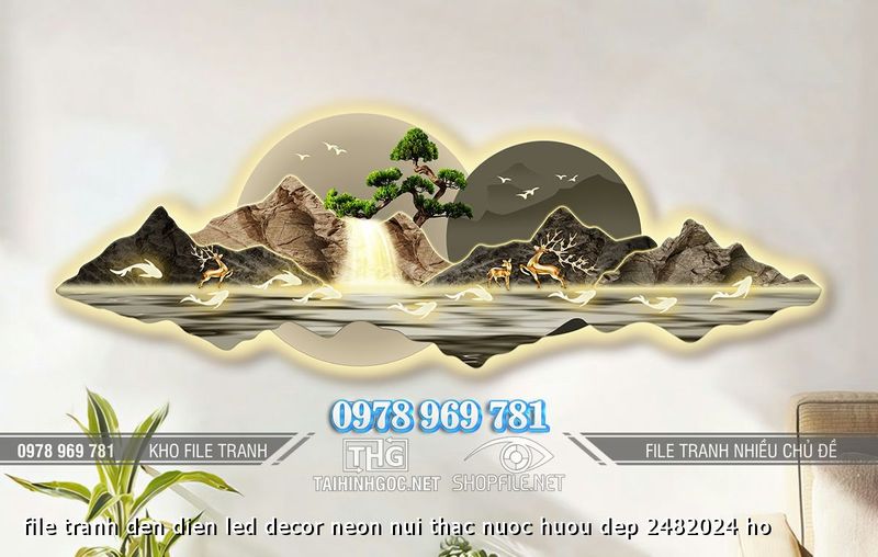 file tranh den dien led decor neon nui thac nuoc huou dep 2482024 ho