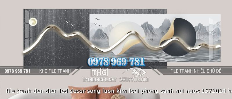 file tranh den dien led decor song luon kim loai phong canh nui nuoc 1572024 ho