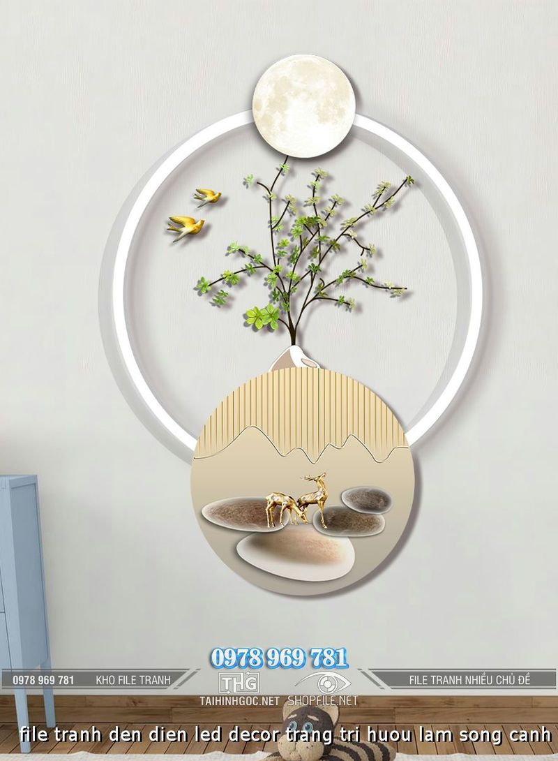 file tranh den dien led decor trang tri huou lam song canh cay 2592024 dat