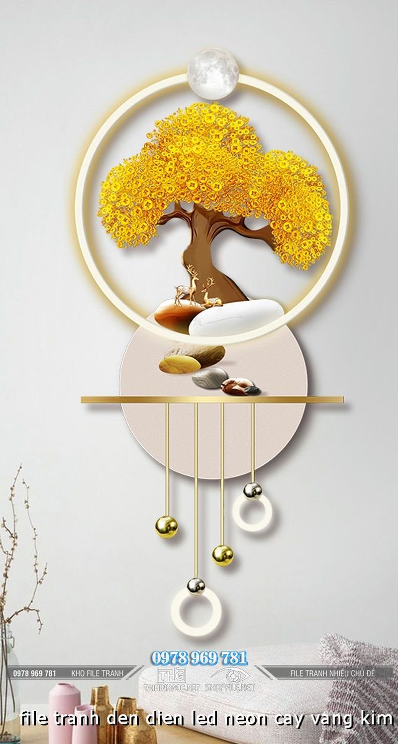 file tranh den dien led neon cay vang kim tien decor tet 23112024 phu
