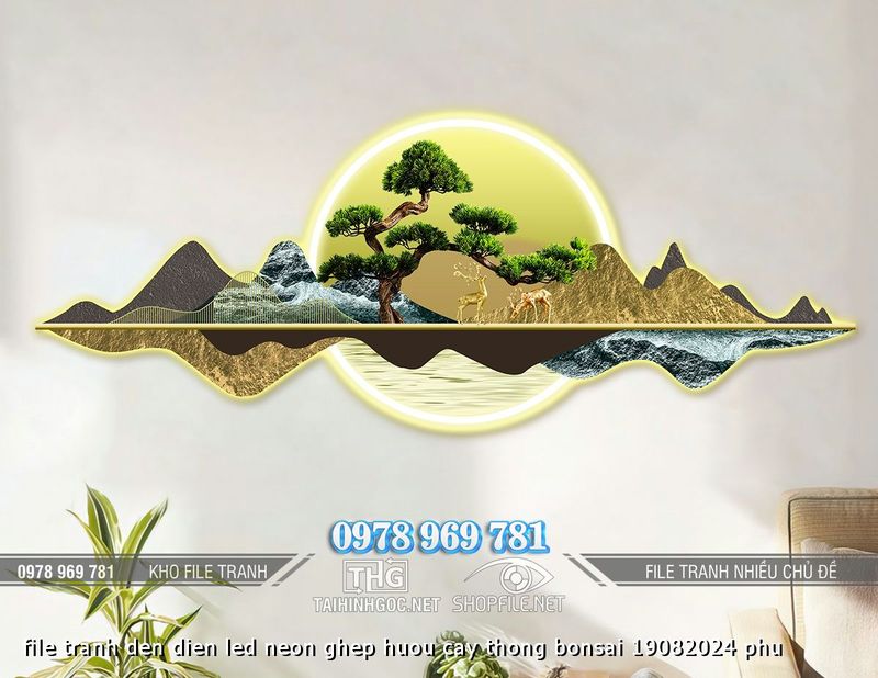 file tranh den dien led neon ghep huou cay thong bonsai 19082024 phu