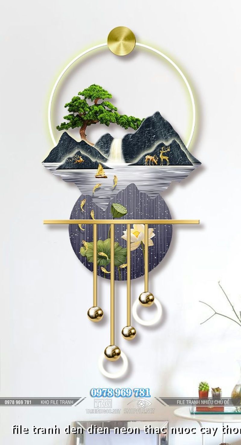 file tranh den dien neon thac nuoc cay thong bonsai ghep huou 10082024 phu