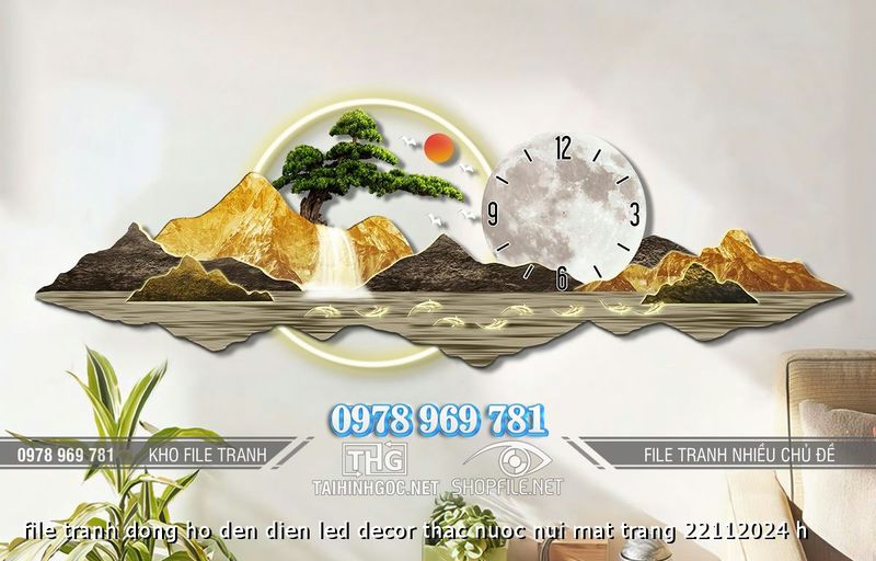 file tranh dong ho den dien led decor thac nuoc nui mat trang 22112024 h