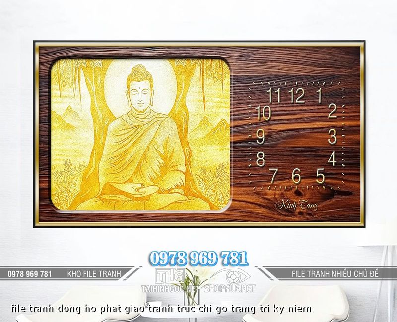 file tranh dong ho phat giao tranh truc chi go trang tri ky niem