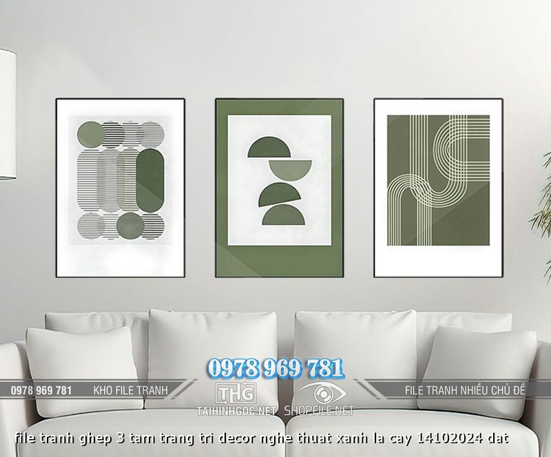 file tranh ghep 3 tam trang tri decor nghe thuat xanh la cay 14102024 dat