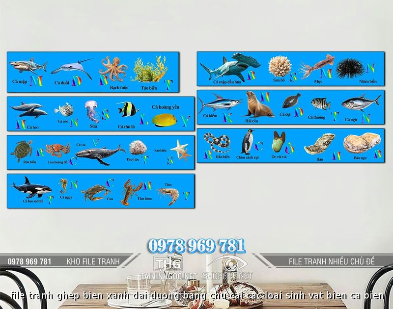 file tranh ghep bien xanh dai duong bang chu cai cac loai sinh vat bien ca bien