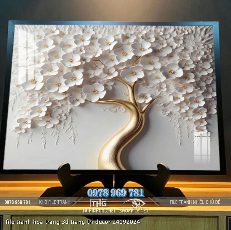 file tranh hoa trang 3d trang tri decor 24092024