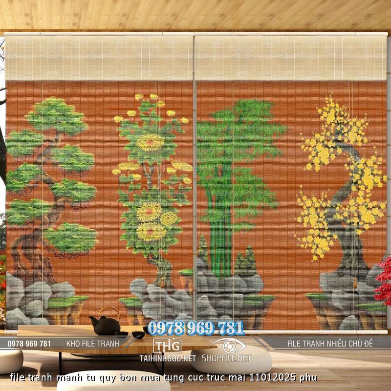 file tranh manh tu quy bon mua tung cuc truc mai 11012025 phu