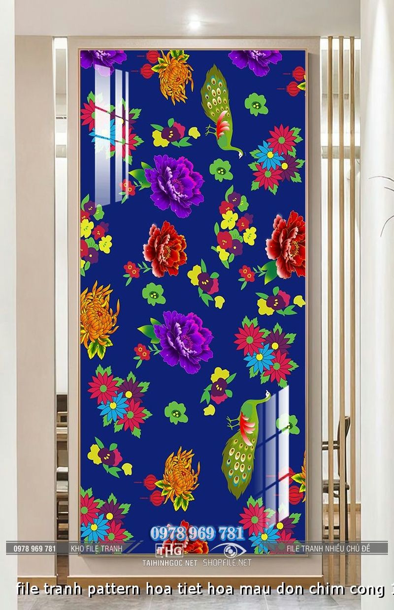 file tranh pattern hoa tiet hoa mau don chim cong 17102024 thanh