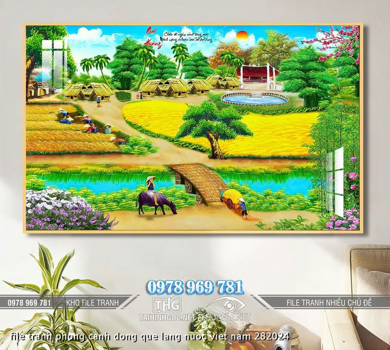file tranh phong canh dong que lang nuoc viet nam 282024