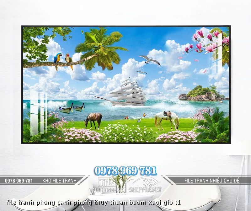 file tranh phong canh phong thuy thuan buom xuoi gio t1