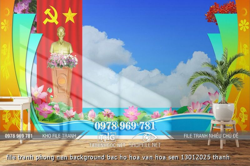 file tranh phong nen background bac ho hoa van hoa sen 13012025 thanh