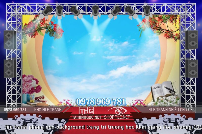 file tranh phong nen background trang tri truong hoc khai giang hoa phuong 10102024 phu