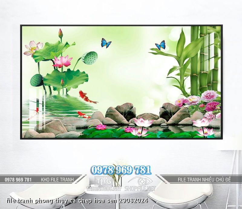 file tranh phong thuy ca chep hoa sen 29082024