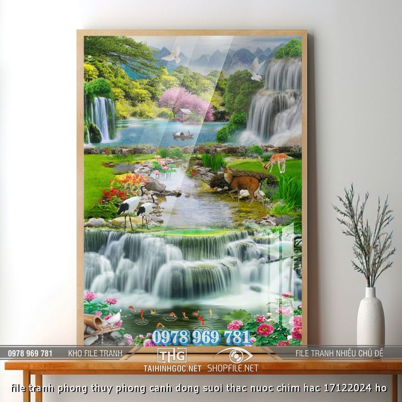 file tranh phong thuy phong canh dong suoi thac nuoc chim hac 17122024 ho