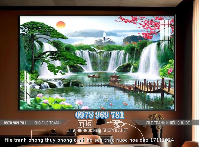 file tranh phong thuy phong canh ho sen thac nuoc hoa dao 17112024