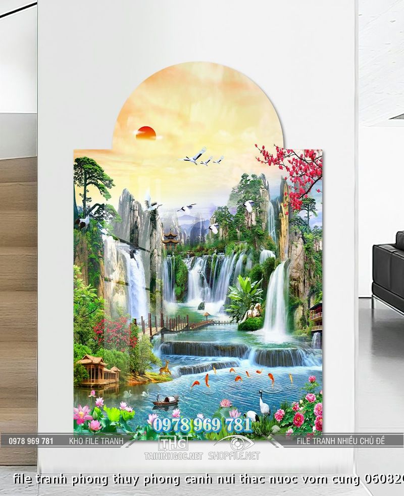 file tranh phong thuy phong canh nui thac nuoc vom cung 06082024