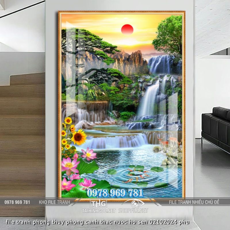 file tranh phong thuy phong canh thac nuoc ho sen 02102024 phu