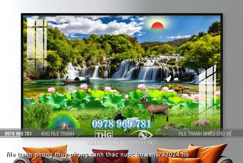 file tranh phong thuy phong canh thac nuoc ho sen 792024 ho