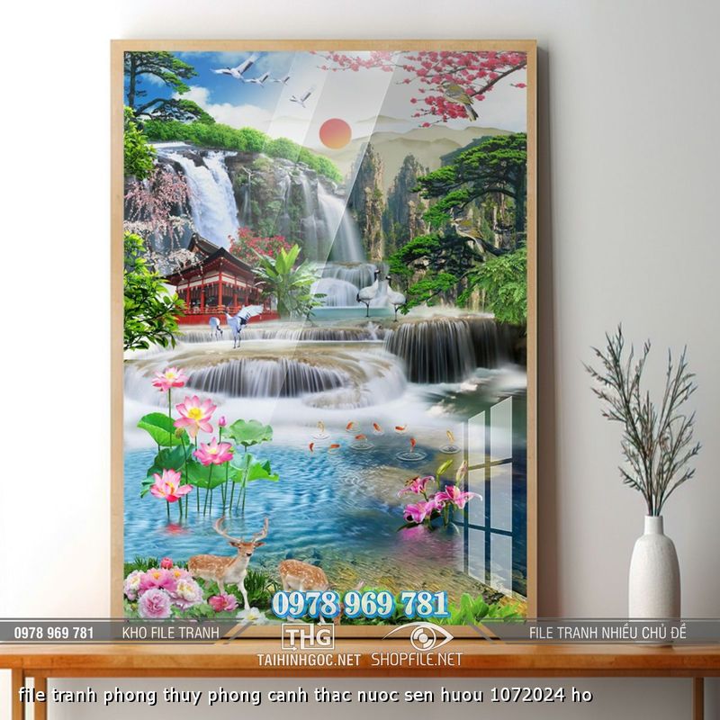 file tranh phong thuy phong canh thac nuoc sen huou 1072024 ho