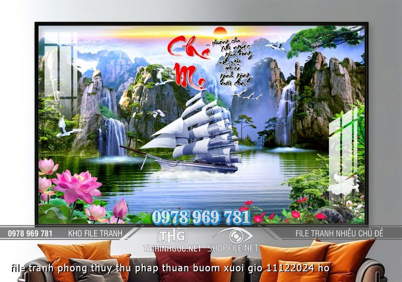 file tranh phong thuy thu phap thuan buom xuoi gio 11122024 ho