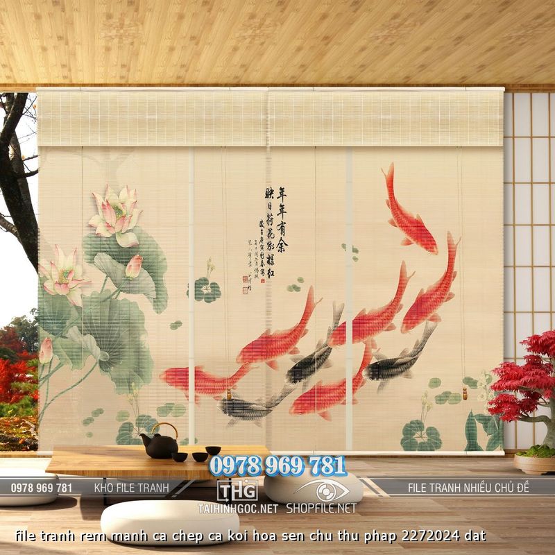 file tranh rem manh ca chep ca koi hoa sen chu thu phap 2272024 dat