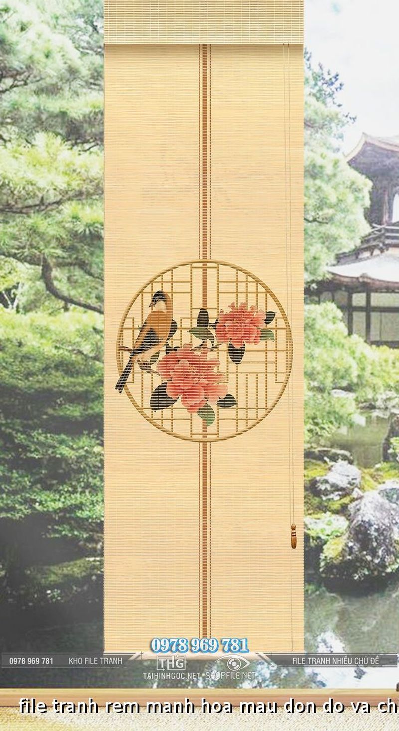 file tranh rem manh hoa mau don do va chim 3082024