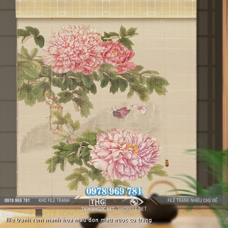 file tranh rem manh hoa mau don mau nuoc co trang