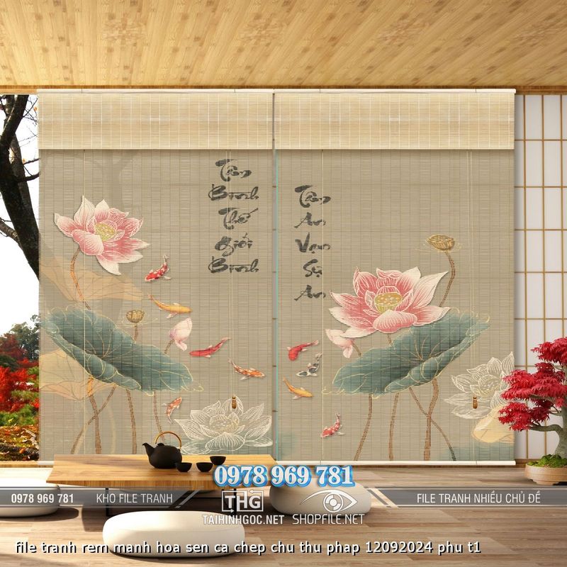 file tranh rem manh hoa sen ca chep chu thu phap 12092024 phu t1