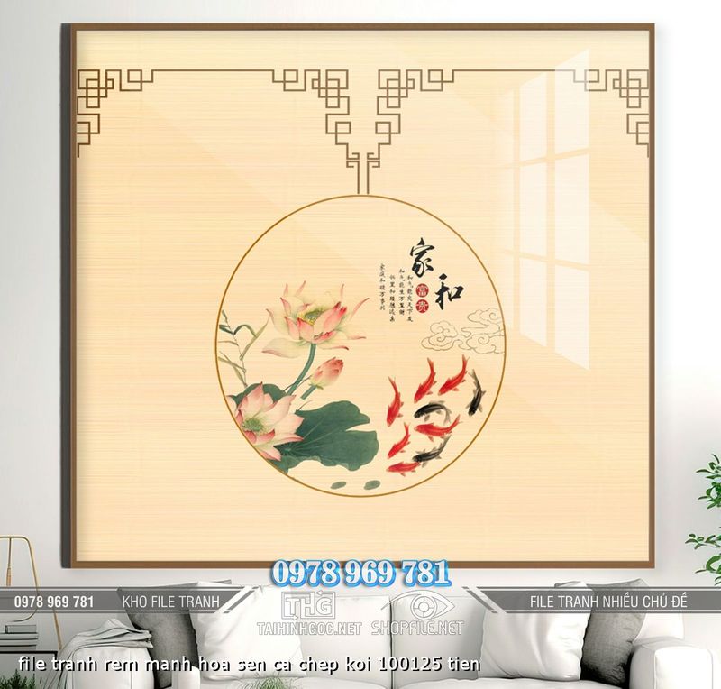 file tranh rem manh hoa sen ca chep koi 100125 tien