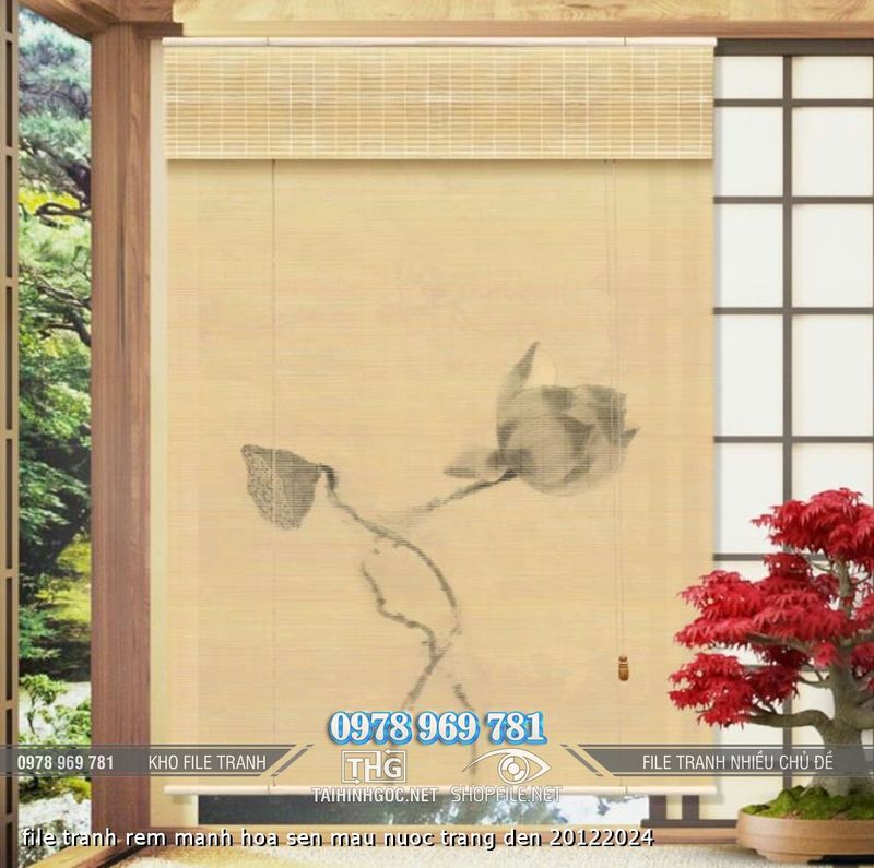 file tranh rem manh hoa sen mau nuoc trang den 20122024