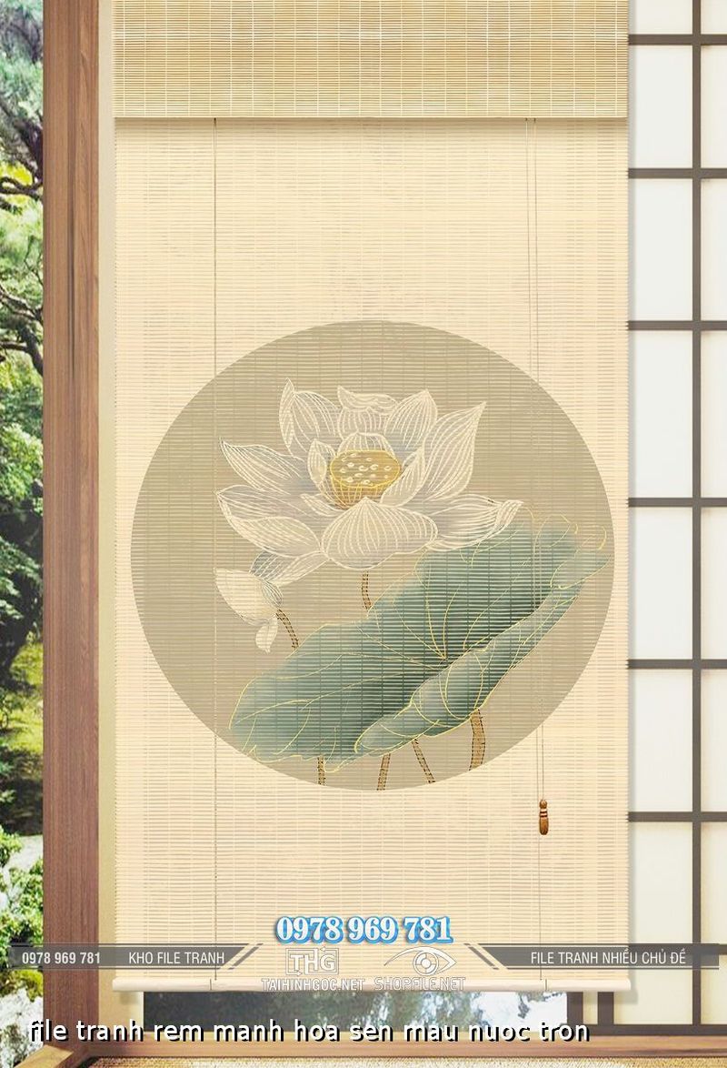 file tranh rem manh hoa sen mau nuoc tron