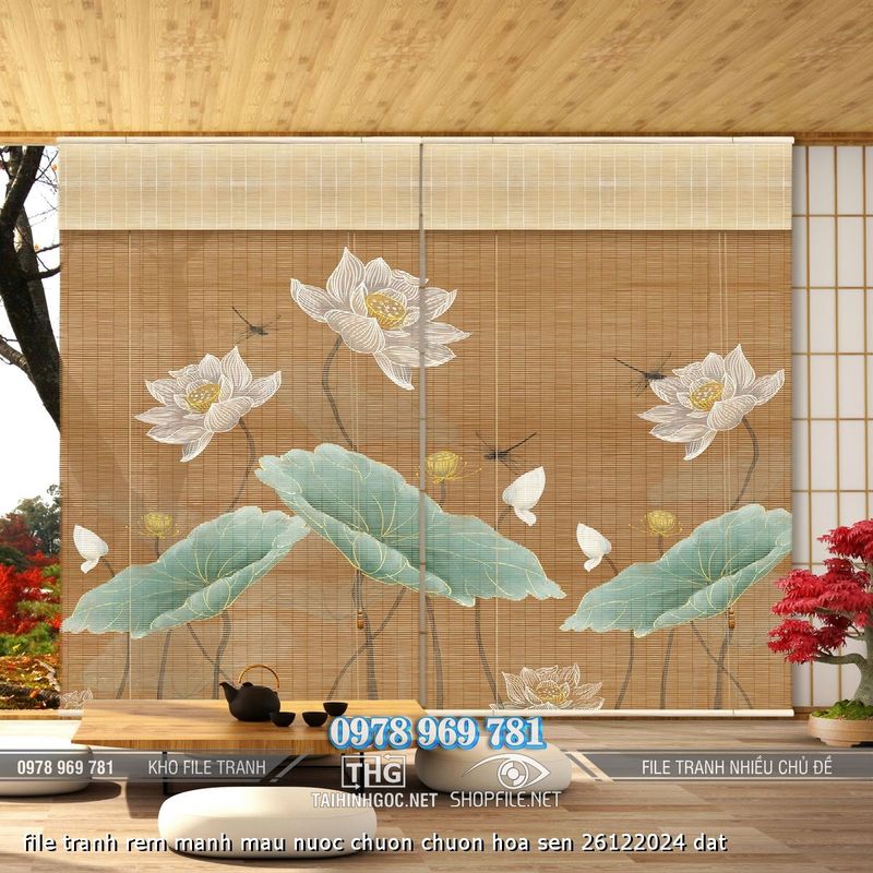 file tranh rem manh mau nuoc chuon chuon hoa sen 26122024 dat