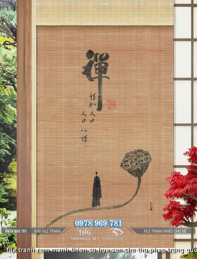 file tranh rem manh thien su hoa sen chu thu phap trung quoc 28102024 phu