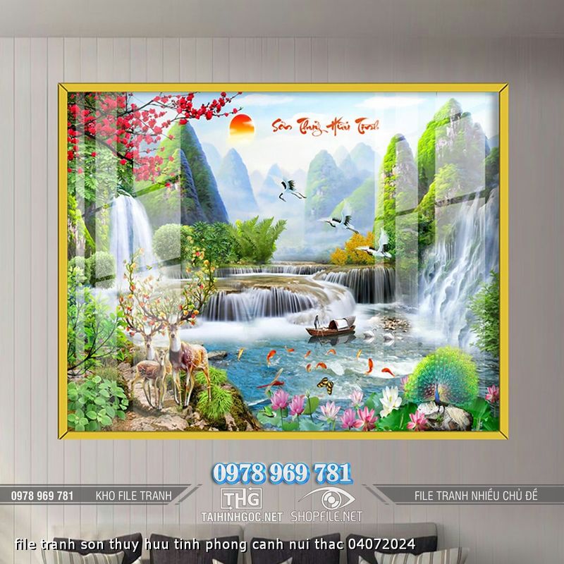 file tranh son thuy huu tinh phong canh nui thac 04072024