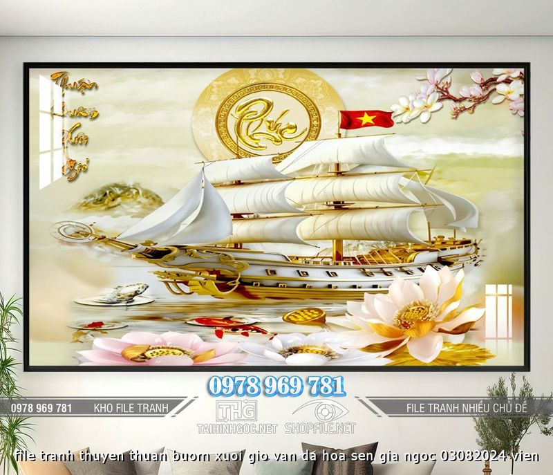 file tranh thuyen thuan buom xuoi gio van da hoa sen gia ngoc 03082024 vien