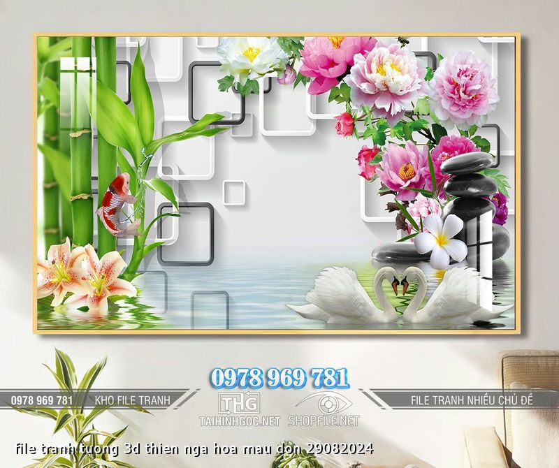 file tranh tuong 3d thien nga hoa mau don 29082024